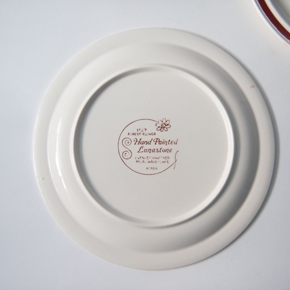 Set of 2 Vintage Lunastone Forest Flower Floral Stoneware 10 5/8" Dinner Plates - Picture 6 of 12